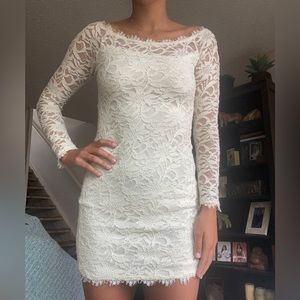 Long sleeve white lace dress